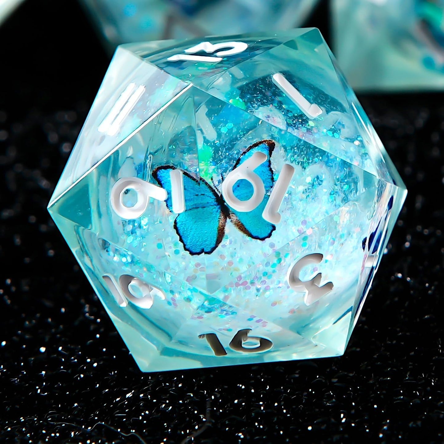 YEMEKO Beholder'S Eye D20 Dice Dragon Eye DND 22MM Single with Resin Sharp Edge 20 Sided D&D Handmade Polyhedral for Dungeons and Dragons, RPG, Roleplaying Games MTG Table Games(Blue Gold)