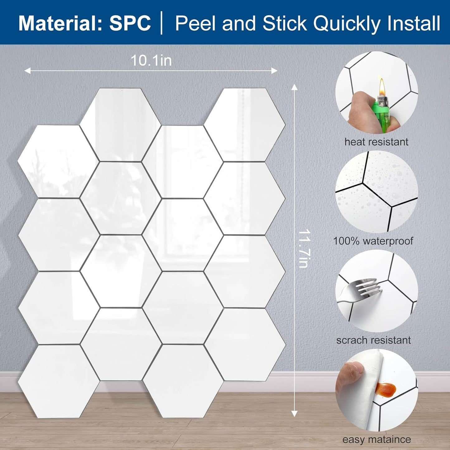 Yipscazo 10 Sheet Hexagon Peel and Stick Backsplash,Self Adhesive Luxury Faux Marble Tile, Asenka Beige Wall Tile for Kitchen, Stick on Backsplash Tiles for Bathroom,RV,Laundry