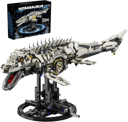 Mechanical Mosasaurus Building Block Set Precision Gear System Display Stand Included STEM Building Block