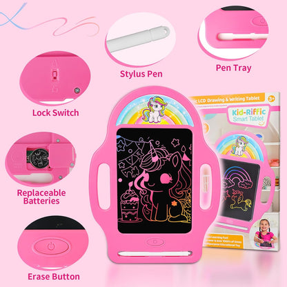 Unicorn 8.5 Inch LCD Writing Tablet for Kids 2-6, Drawing Tablet Doodle Board with Handle, Travel Car Toy for Girls, Educational Sketch Pad Birthday Christmas Gift