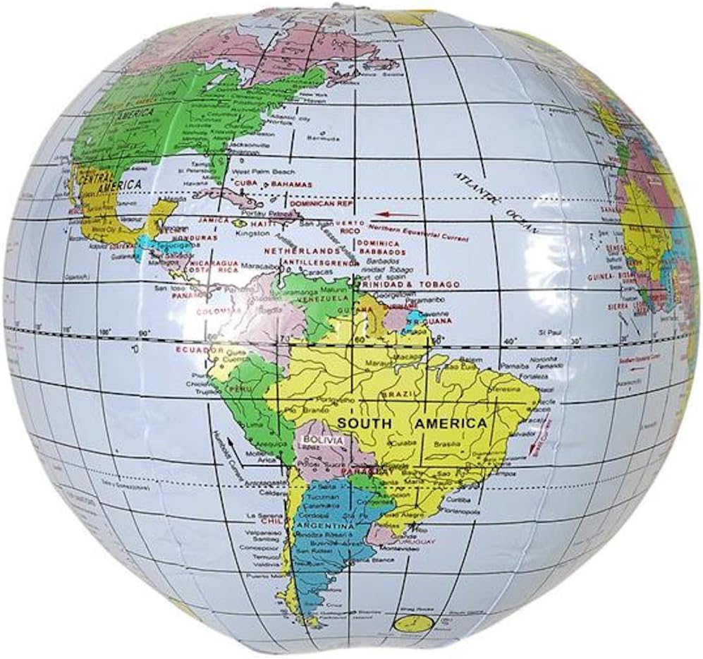 16 Inch World Globe Inflates 2 Globes Per Order