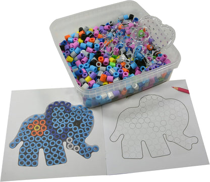 Hama Perlen 8753 Ironing Beads Box with Approx. 600 Maxi Beads, Small Elephant Pin Plate, Ironing Paper, for Children from 3 Years