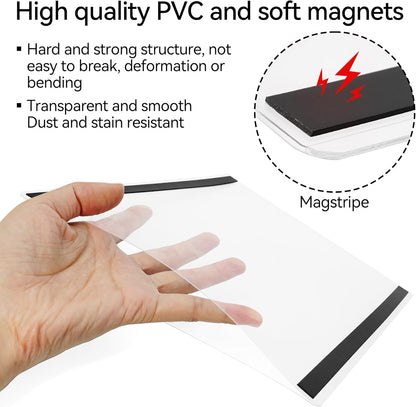 10 Pcs 8.5'' x 11'' Rigid Magnetic Sign Holders - Clear Plastic Document Frames with Magnet Borders for Letter Size Posters - Perfect for Home, Office, and Store Displays