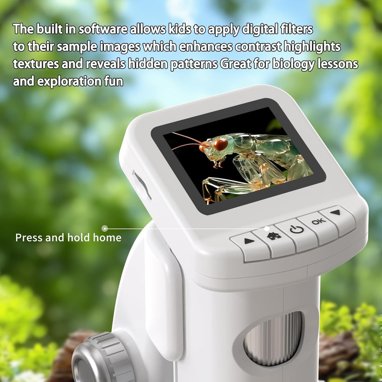 1200X Microscope for Kids 4K with 2 inch Screen STEM Digital Science Kit Rechargeable Handheld Mini Pocket Children Students Slides Portable Gift for Kids Ages 6 to 12 (Green)