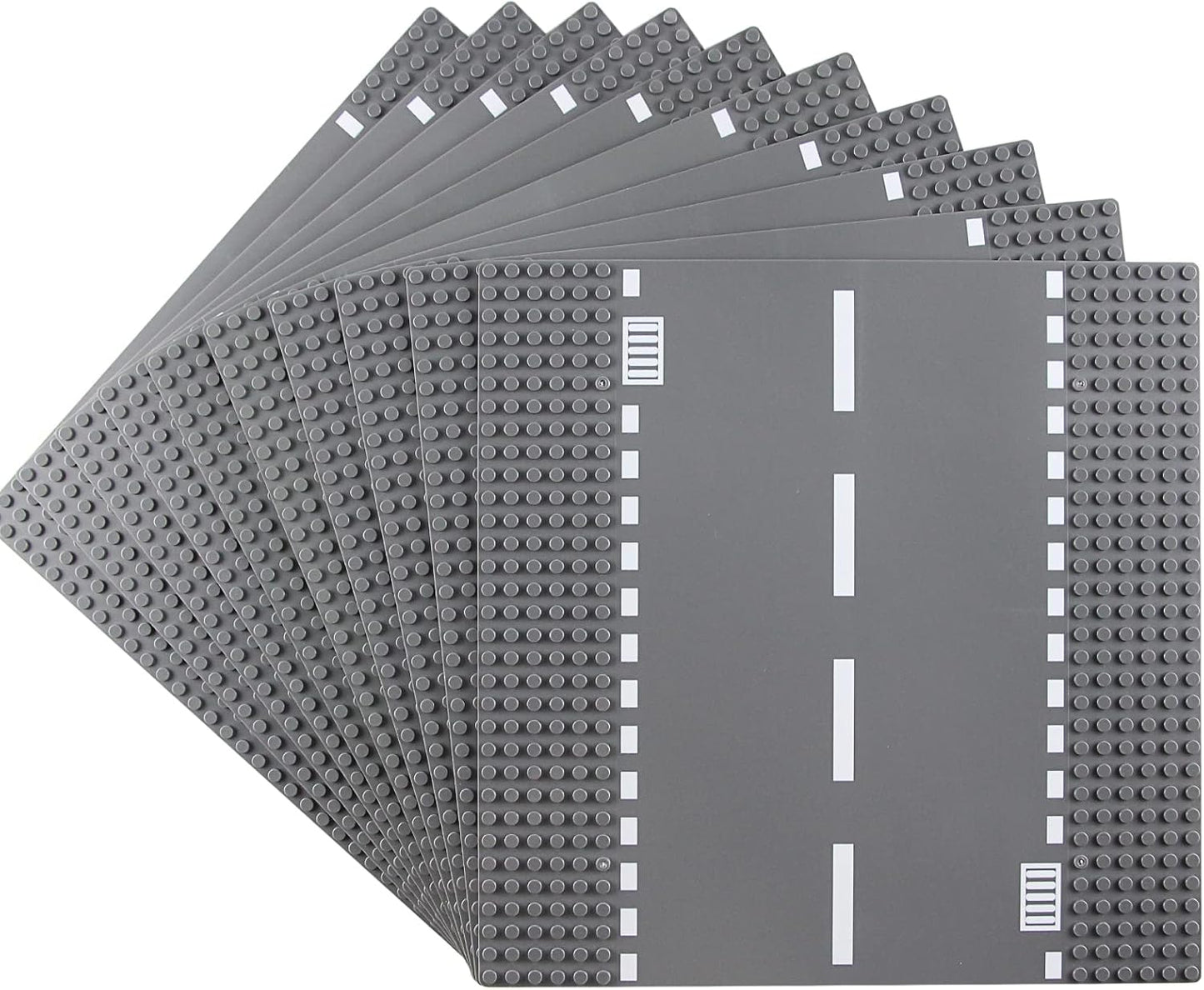 Feleph Classic Road Baseplates City Street Curve Road Building Block Kit 10 x 10 Inches Town Base Plate for Building Bricks Compatible with All Major Brands(Curve 2 Pieces)