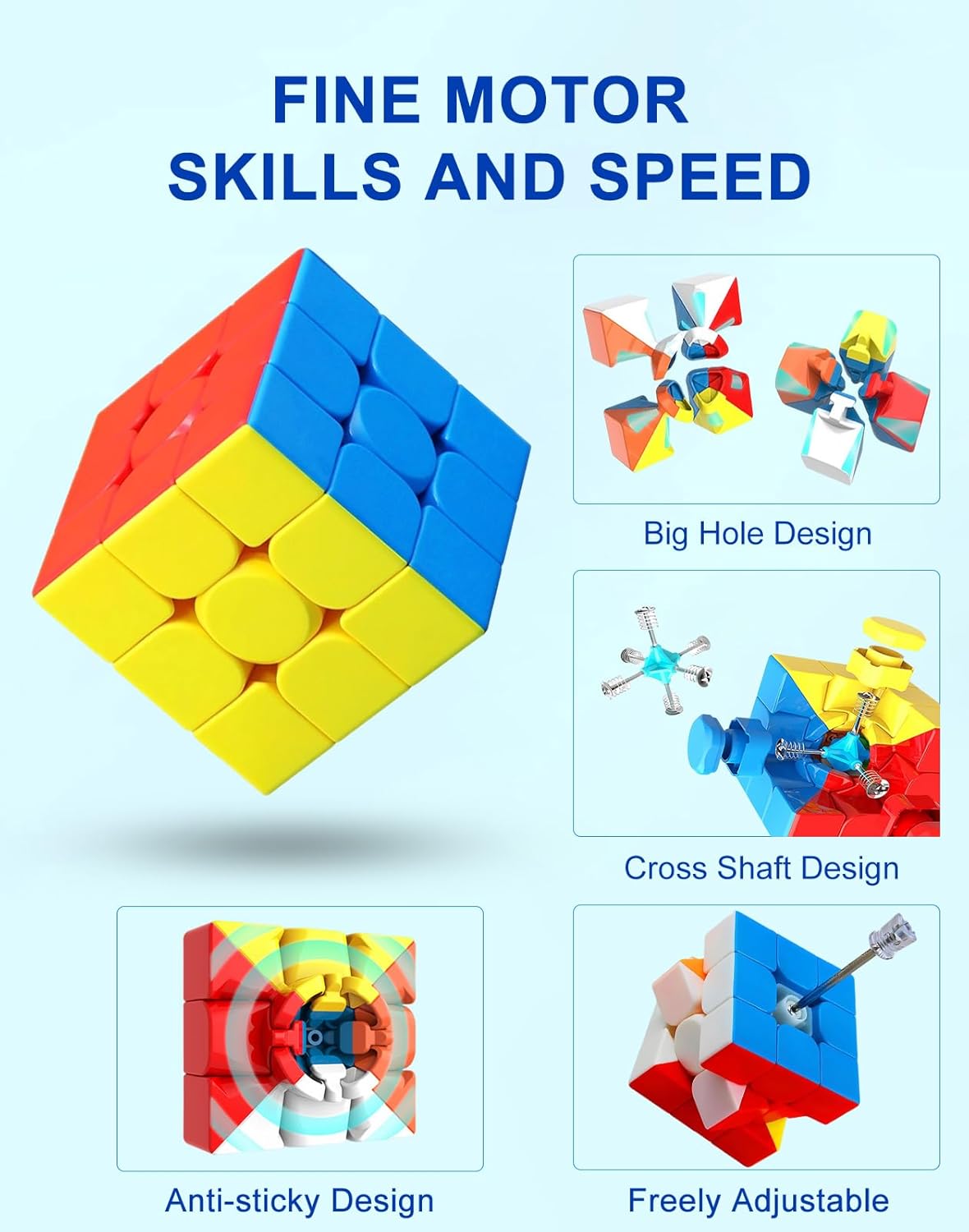 CFMOUR Speed Cube 3x3x3 - Moyu Meilong 3C, Stickerless Magic Cube 3x3, Fast Smooth Turning Vivid Colour 3D Puzzle Brain Toy Travel Games, Turns Quicker Than Original