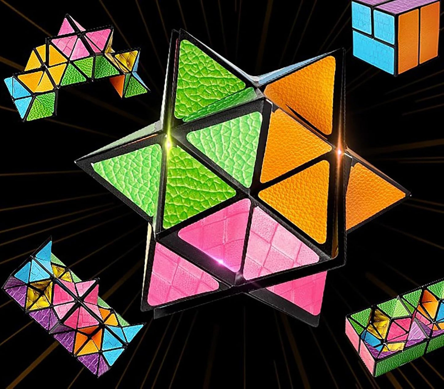 Magic Cube 2 in 1 Set Puzzle Brain Teasers Toy Geometric Brain Teaser Puzzles Geometry 3D Logic IQ Games Puzzle Cubes for Kids and Adults (Star)