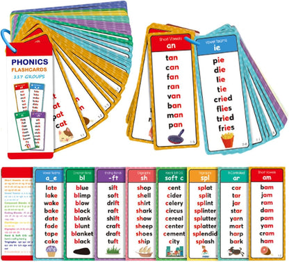 2 Set Phonics Word Cards | Word Family Build Book | Sight Words Flash Card Kindergarten with 117 Sound Groups 900+ Rhyming Words | Alphabet Flash Cards Phonics Games for Learn to Read & Spell