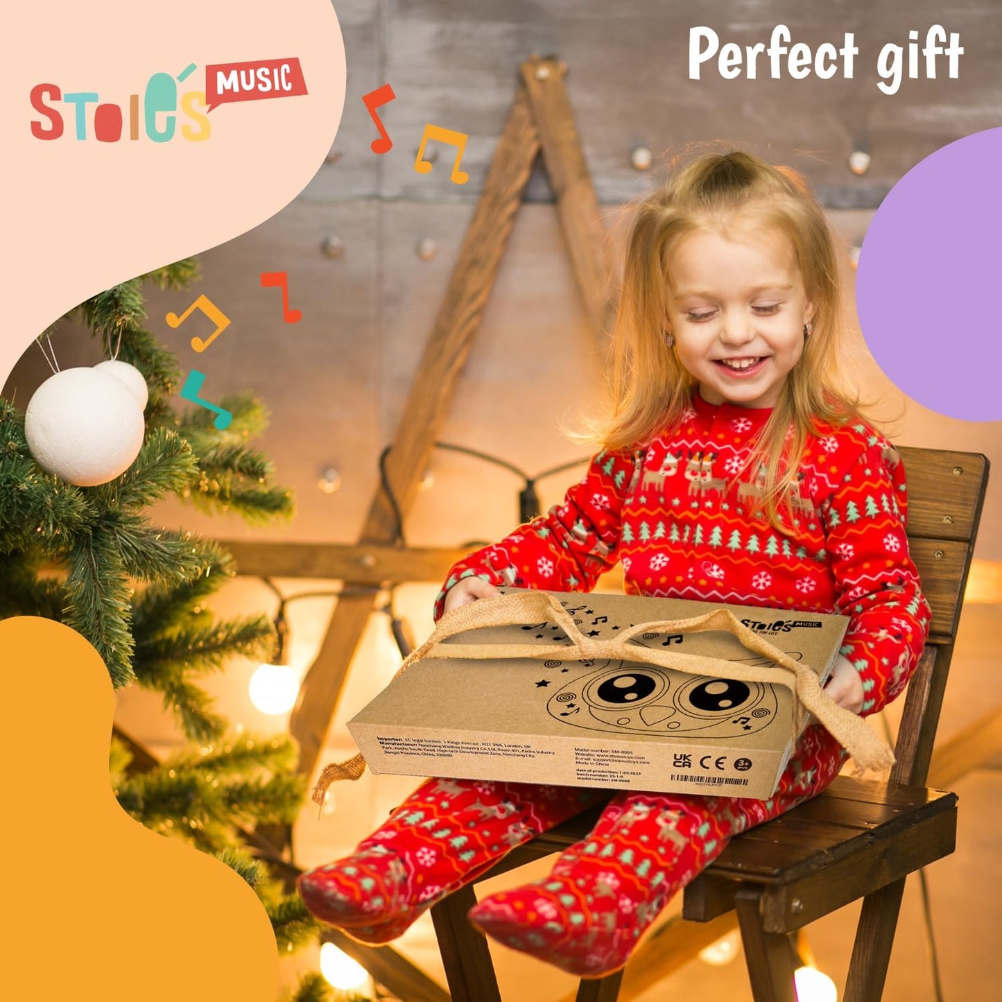 Stoie's Wooden Toddler Musical Instruments with Drum, Hand Bells, Flute, Maracas, Castanet, Tamburine, for Babies and Kids, Eco Friendly Montessori Educational Toy