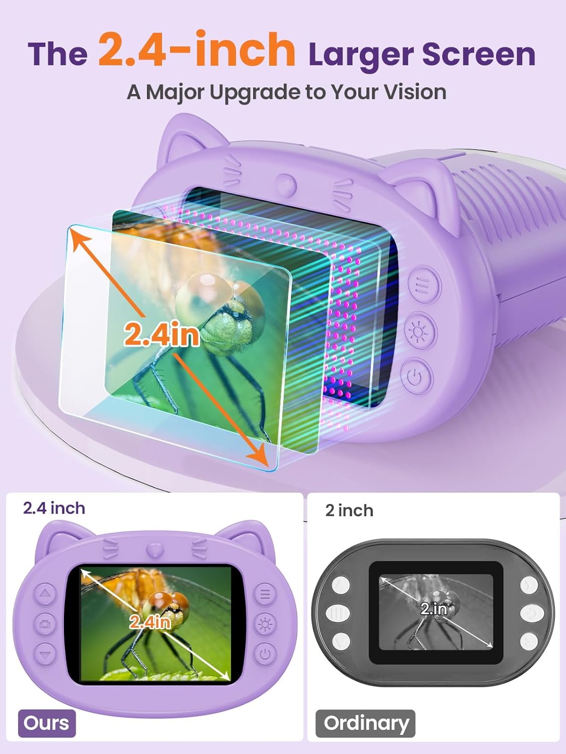 Microscope for Kids, 2.4 Inch Digital Microscope with 1000X Magnification, Handheld Camera Mini Pocket Magnifying Glass, Educational Birthday Gifts Toys for Ages 3+, Blue