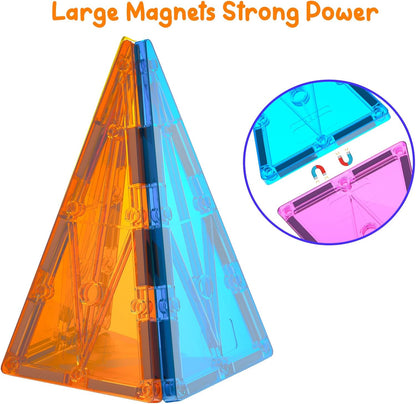 STEM Magnetic Tiles 70PCS Educational Toys for Kids Ages 3-8, Montessori Sensory Magnet Blocks for Toddlers, Classroom & Home Construction Kit