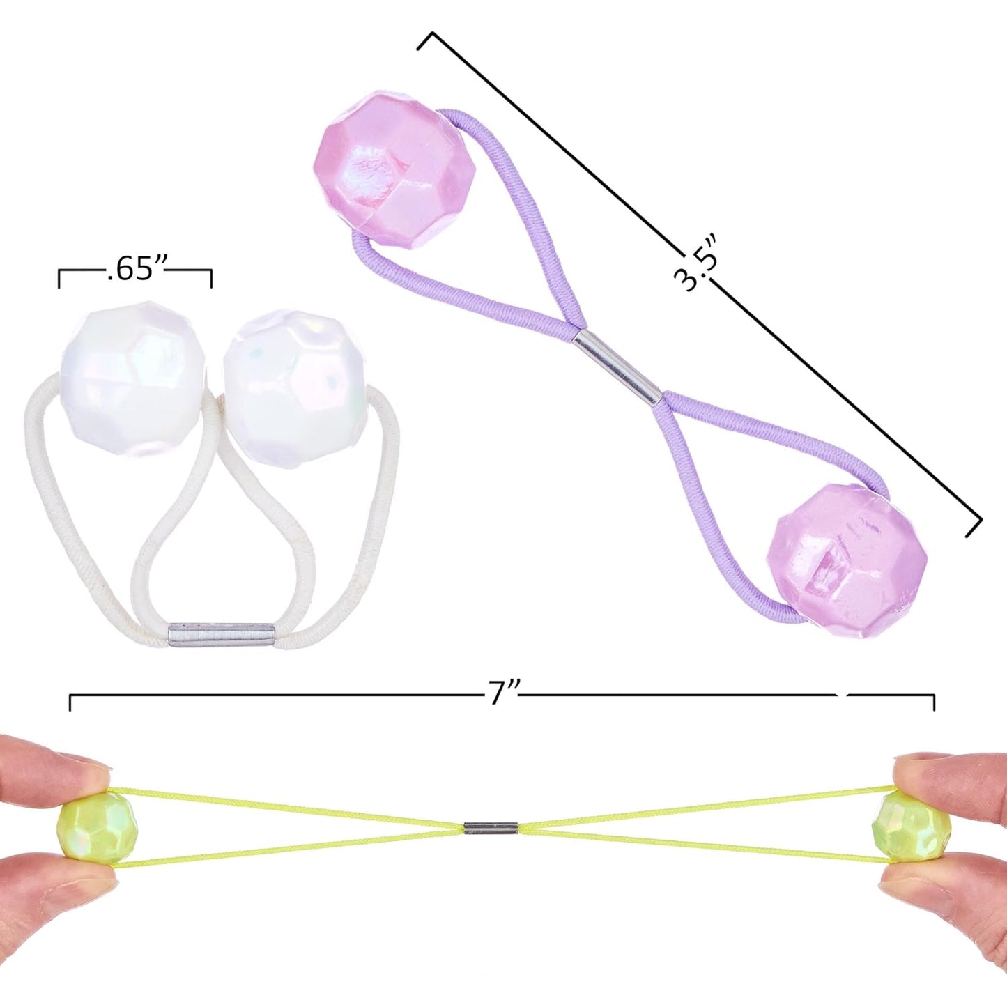 20pc Ponytailers Balls Elastics 18mm Round Opaque Multicolored Twin Beads Bauble Holders Toddler Kids Braiding Styling