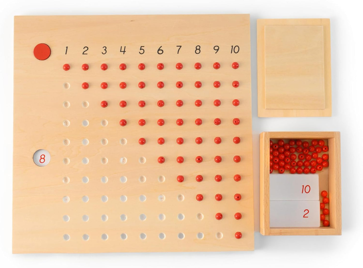 Premium Montessori Multiplication Bead Board- 10.8” Solid Beechwood Times Table Math Toy for Kids Ages 6-9+, Multiplication Board Math Materials with Beads, Homeschool & Classroom Montessori Learning