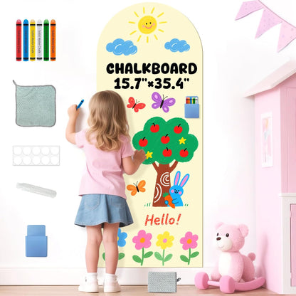 8 PCS Magnetic Wall Decals for Kids Magnetic Chalkboard Peel and Stick Magnet Sheets Board Sticker Tangram Puzzle Self Adhesive Contact Paper Dry Erase Blackboard for Playroom Homeschool 15.7"x10.4"