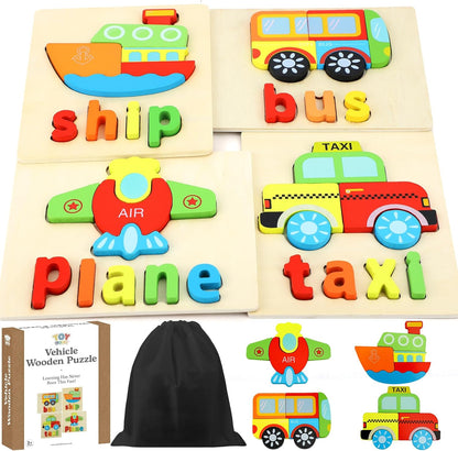 TOY Life Toddler Puzzles Ages 2-4, 6 Animals with Spelling Wooden Puzzles for Toddlers 3-5, Montessori Toys Gifts for 1 2 3 Years Old Boys Girls, Birthday Gifts Educational Learning Toys for Kids
