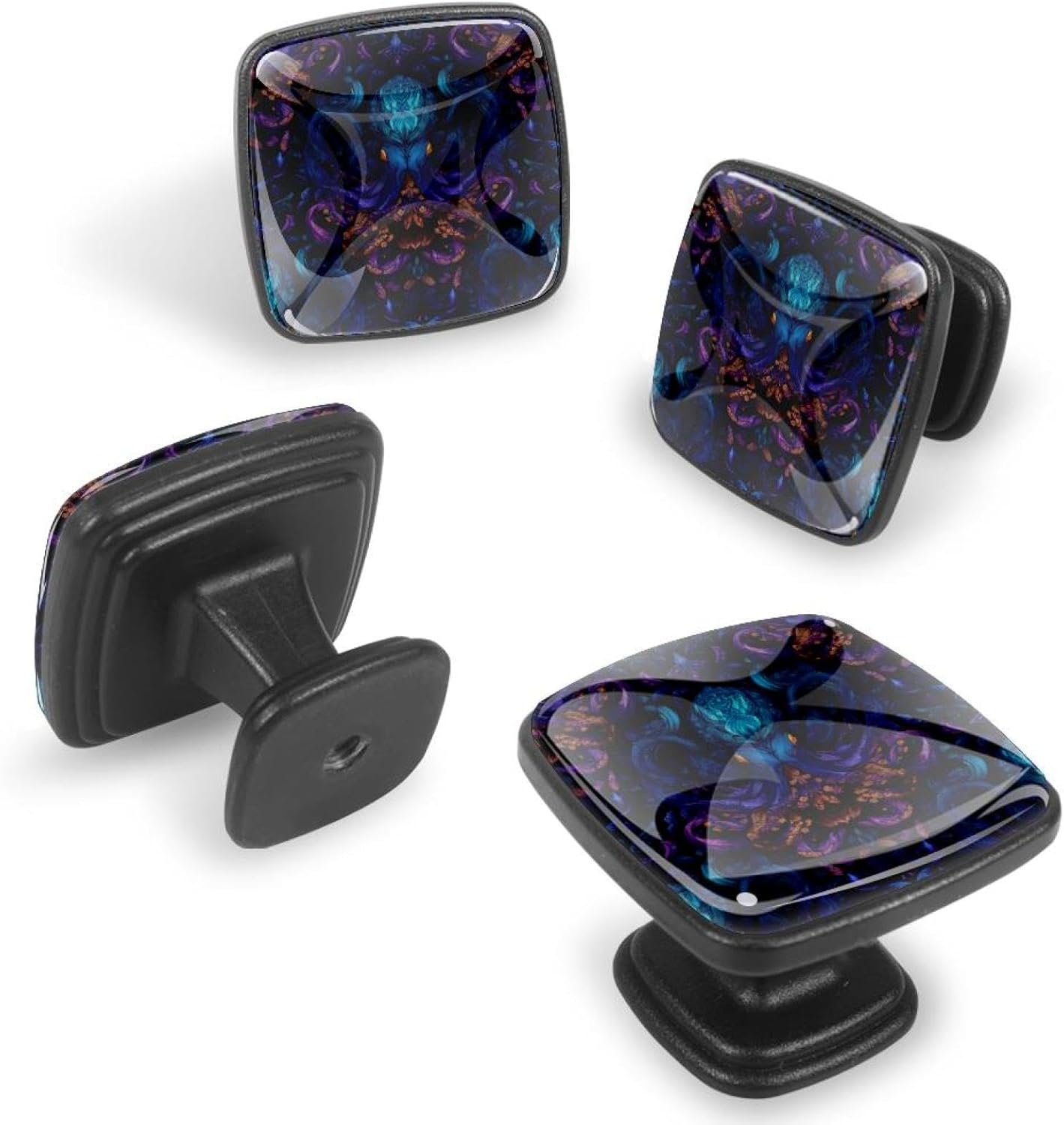 4 Pack Cabinet Knobs Drawer Pulls, 30mm Round ABS Glass Drawer Hardware Growing Butterfly Cabinet Handles with Screws for Dressers Kitchens Cupboard