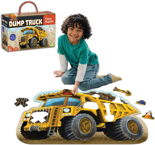 Peaceable Kingdom Giant Floor Puzzles with Uniquely Fun Shaped Pieces for Kids Ages 3+ Gifts for Boys and Girls - Dump Truck