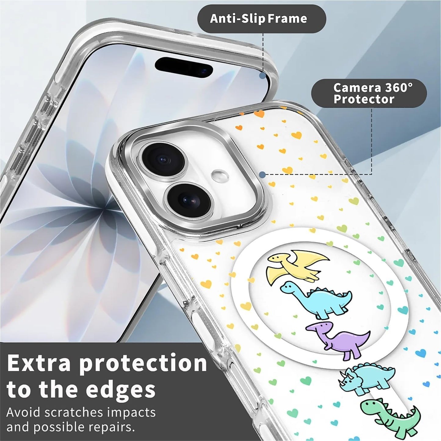 for iPhone 17 Pro Max Case [Compatible with Magsafe],Girls Women Clear Magnetic Case Silicone Shockproof Protective Cover with Pattern Colorful Motivational Letters