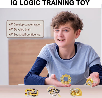 6 PCS Metal Brain Teaser Puzzles for Adults and Kids, Disentanglement Metal Logic Puzzle Set, IQ Mind Challenge Brain Games Toy Gift