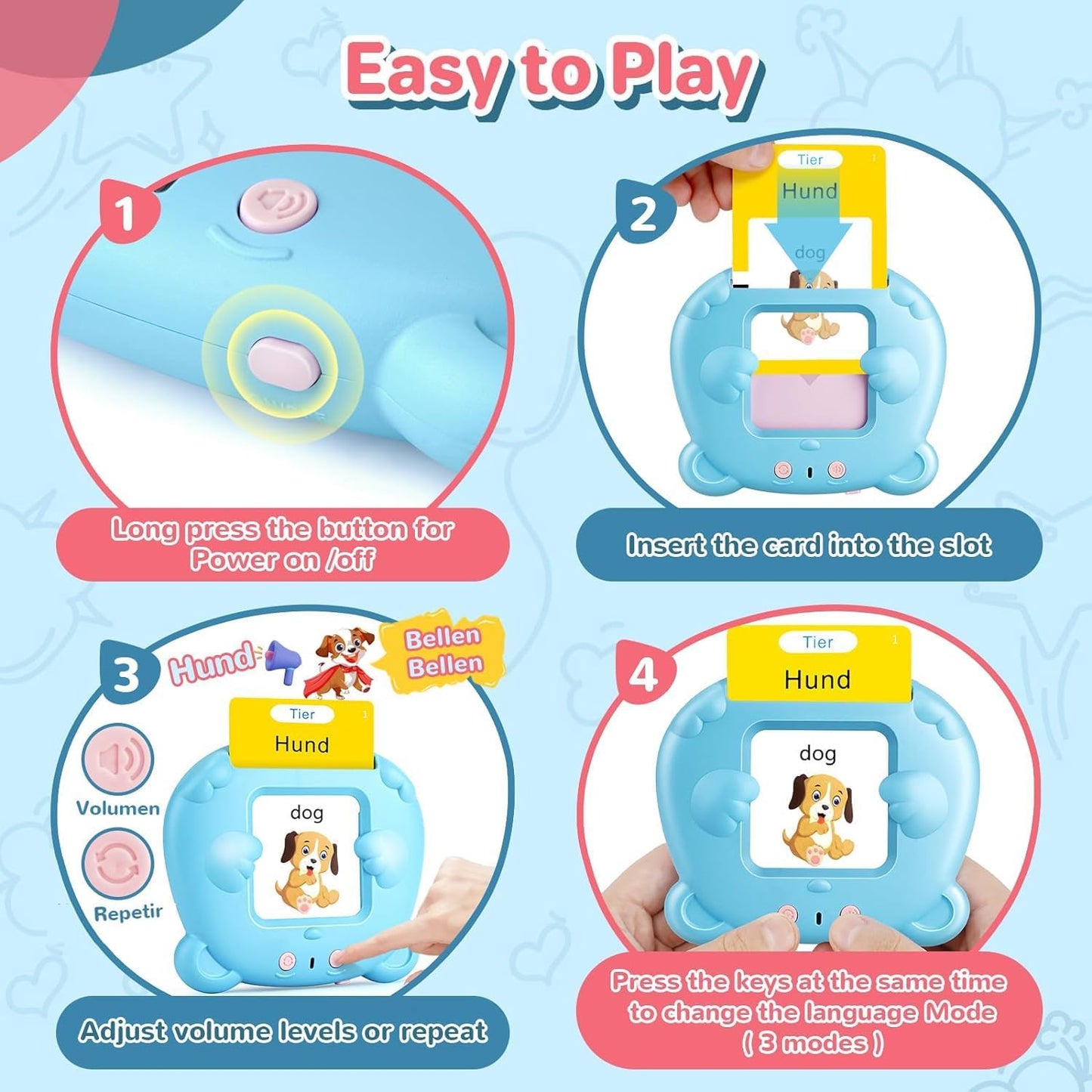 Spanish & English Talking Flash Cards for Toddler, Bilingual Flash Cards Learning Montessori Toys with 224 Sight Words, Speech Therapy Toys for Children Sensory Preschool Education