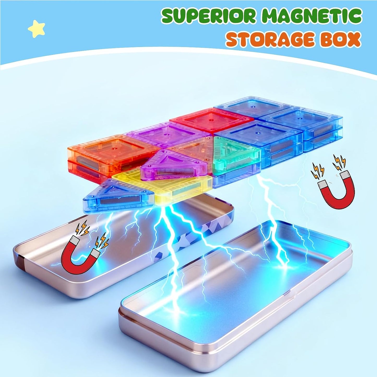 Magnetic Tiles, 70pcs Building Blocks with Storage Case, Toddler Toys Magnetic Blocks, Toys for Ages 3-5 4-8 Boys Girls,for Preschool Learning Birthday