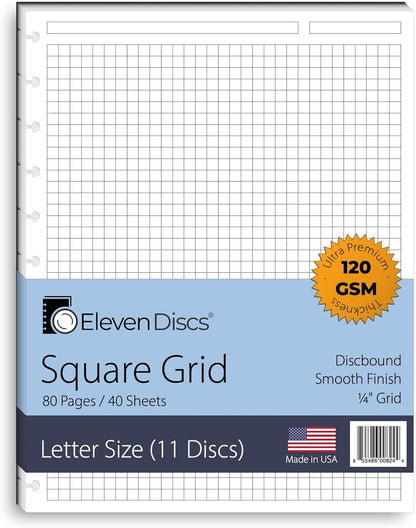 Eleven Discs Discbound Paper, Junior Size Mileage Log Sheets - Premium 120gsm Heavyweight Notebook & Planner Refills - 8 Discs, 5.5 x 8.5 in - Punched for Circa, Arc, TUL (50 Sheets)