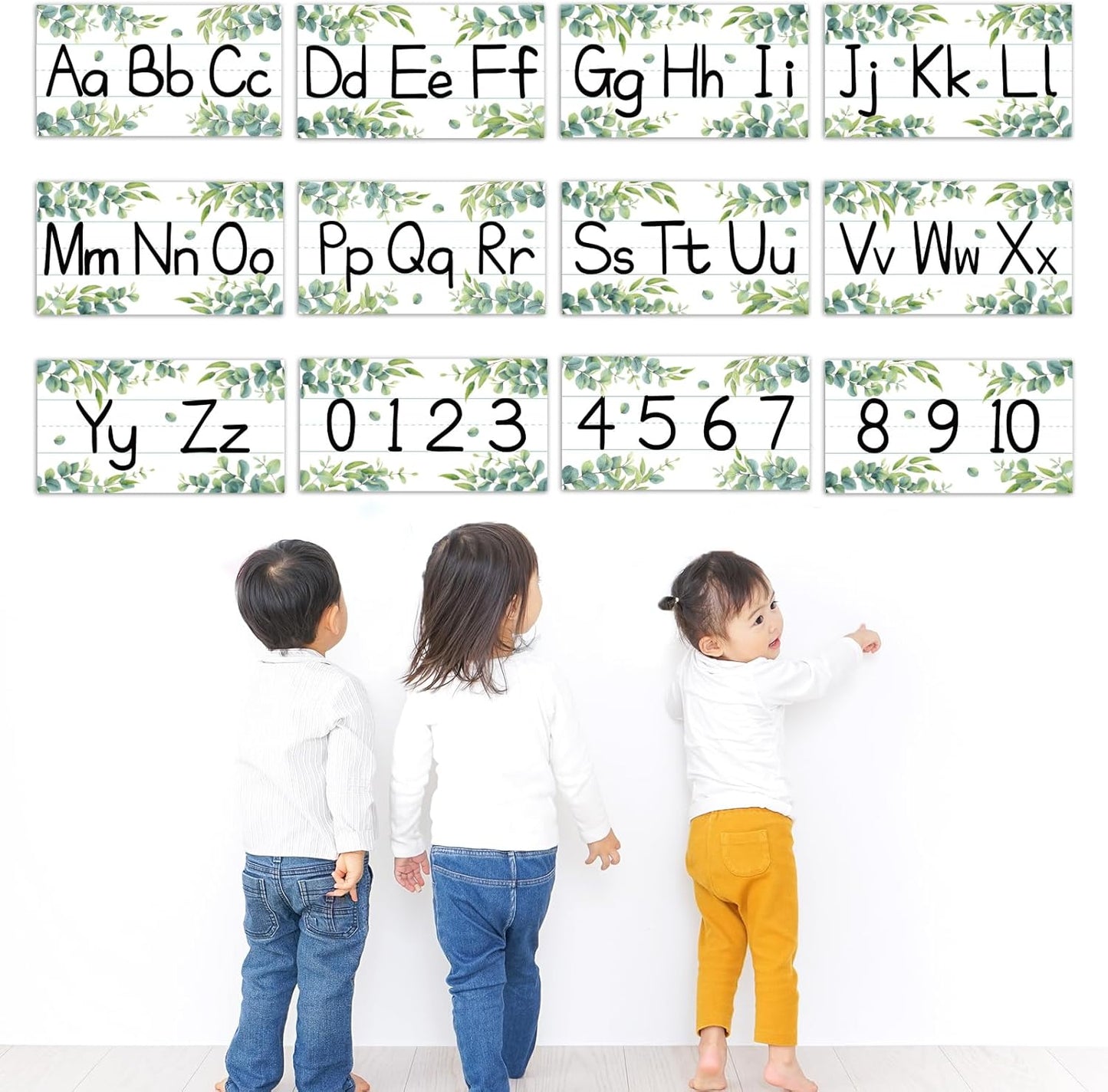 gisgfim 12 Pieces Alphabet Bulletin Board Strips Set Boho Rainbow Alphabet Line ABC Alphabet Banner & Number Border Posters for Preschool Kindergarten Classroom Playroom Bedroom (Boho)
