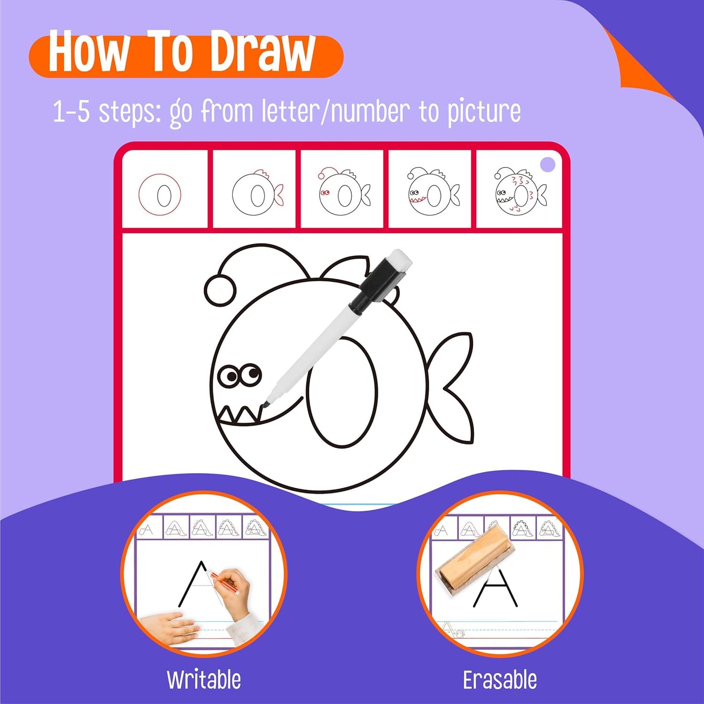 Draw with Alphabet & Numbers, 36PCS Dry Erase Cards Letters & Numbers Tracing Learning ABC Handwriting Educational Toy Set Educational Game Birthday Gift for Preschool Learning Activities