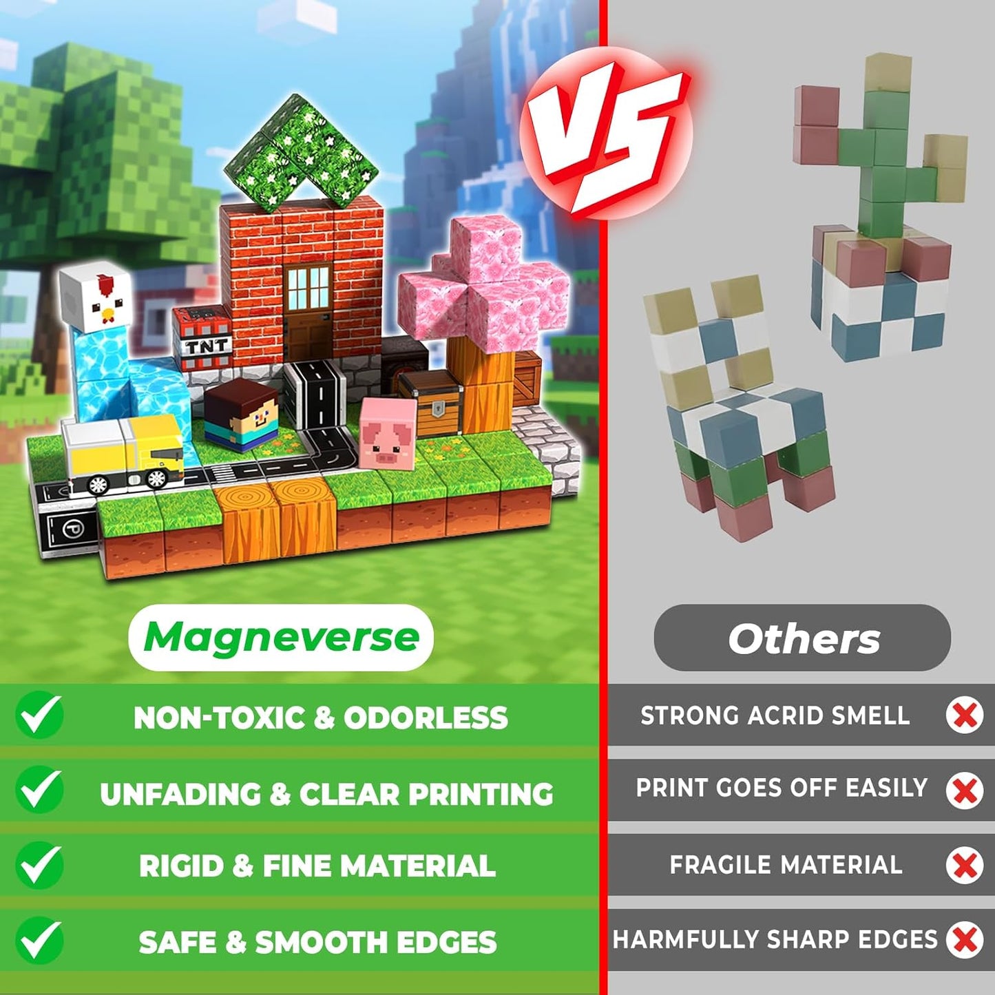 Magneverse 200 PCS 0.8in Magnetic Blocks - Magnet Toys for Kids, Magnetic Building Blocks Cubes, Stacking Magnets, School STEM Toys Birthday Gifts for Boys and Girls Age 3+ Years Old (Theme: Portal)