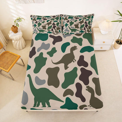 Manfei Musical Kids Fitted Sheet Full Size, MusicalGuitar Radio Drum Kit Headset Print Bedding Set 3pcs for Boys Girls, Rock Music Bed Cover with 2 Pillowcases, Soft Polyester Bedding, No Top Sheet