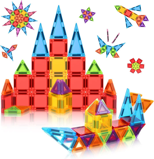 101PCS Magnetic Blocks Set Including Cars and Accessories, Princess Magnet Building Tiles Sets, Castle Magnet Blocks STEM Toys for Girls Kids Ages 3 4 5 6 7 8 9+ Year Old