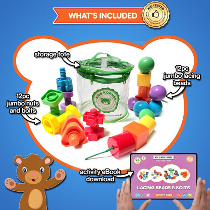 Jumbo Lacing Beads for Kids - Montessori Toddler Games and Educational Toys - Rainbow Matching Game and Stringing Bead Set with Toy Storage and Learning Activities eBook