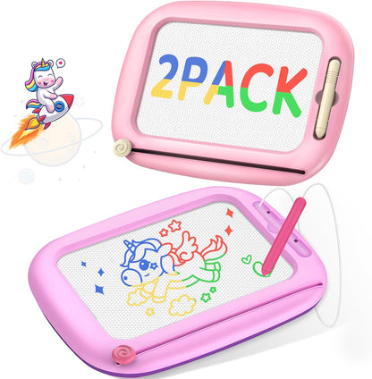 2 Pack Magnetic Drawing Board, Toddlers Toys Ages 1-2 & 2-3, Learning and Educational Writing Painting Doodle Pad for Toddlers for 1 2 3 Year Old, Ideal Christmas Birthday Gifts for Kids Boys Girls