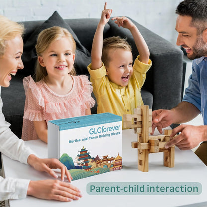 15 in 1 STEM Wooden Building Blocks -15+ Shapes, 3D Puzzle, Logic Brain Games, Educational Toys Gift for Kids and Classroom, Montessori STEM Toys for Ages 5+ to Adults