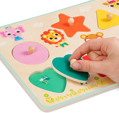 B. toys – Peek & Explore – Vehicles – Wooden Peg Puzzle for Toddlers, Kids – 8 Pieces – Fire Truck, Airplane, Taxi & More – 2+ Years