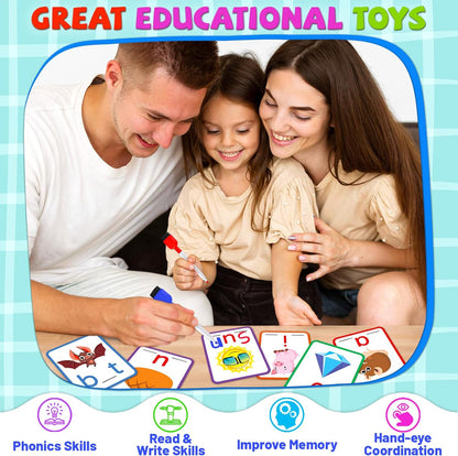 zheyistep CVC Word Games Spelling Flash Cards for Kindergarten, CVC Sight Word Cards Toddler Preschool Learning Activities, Montessori Educational Toys for Kid Age 3 4 5 6
