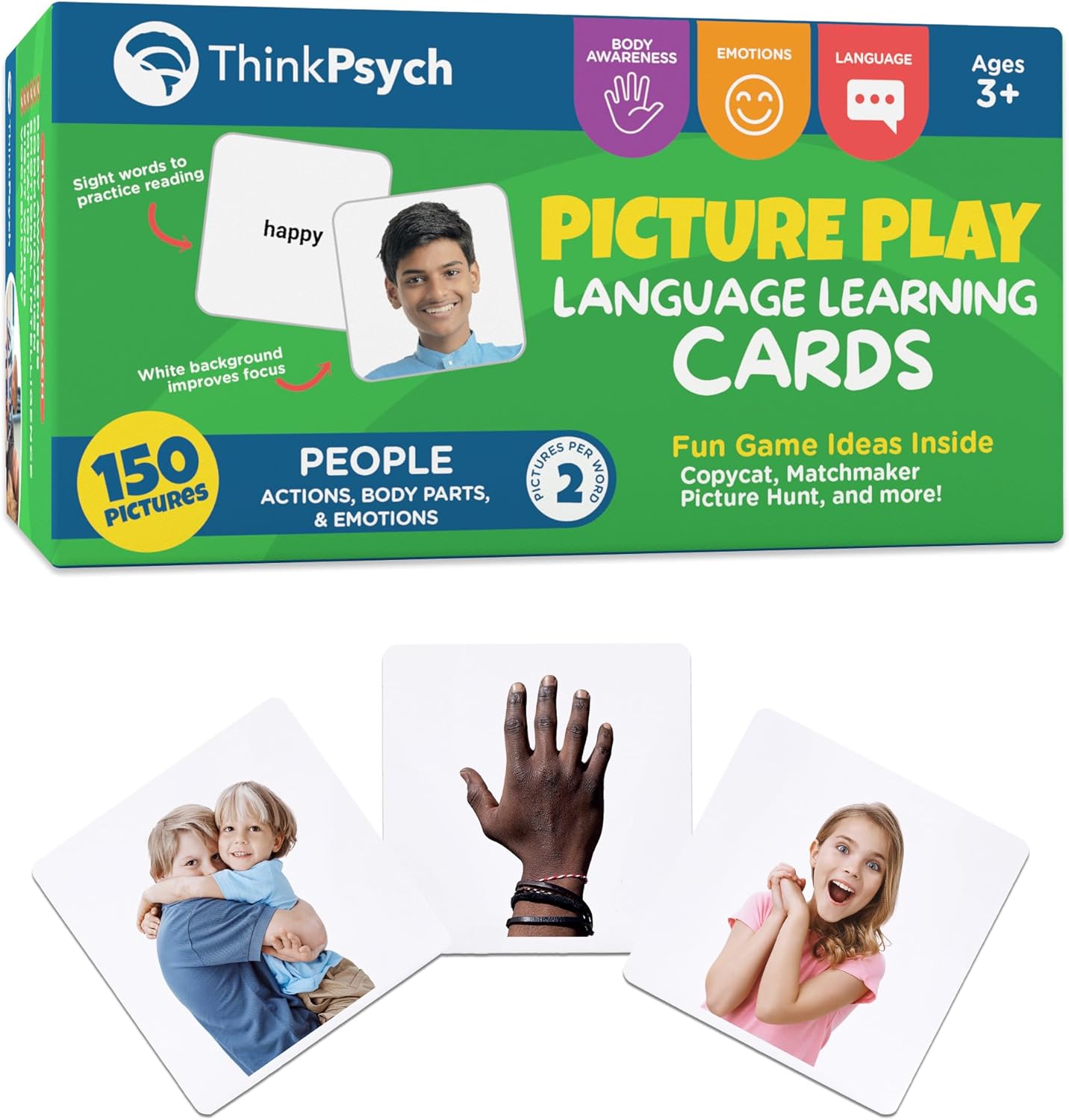 ThinkPsych First Nouns Picture Play Cards | Award Winning | 150 Picture Cards for Speech Development | Autism and Speech Therapy Materials | Best Flash Cards for Toddlers and Homeschool