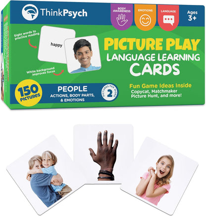 ThinkPsych First Nouns Picture Play Cards | Award Winning | 150 Picture Cards for Speech Development | Autism and Speech Therapy Materials | Best Flash Cards for Toddlers and Homeschool