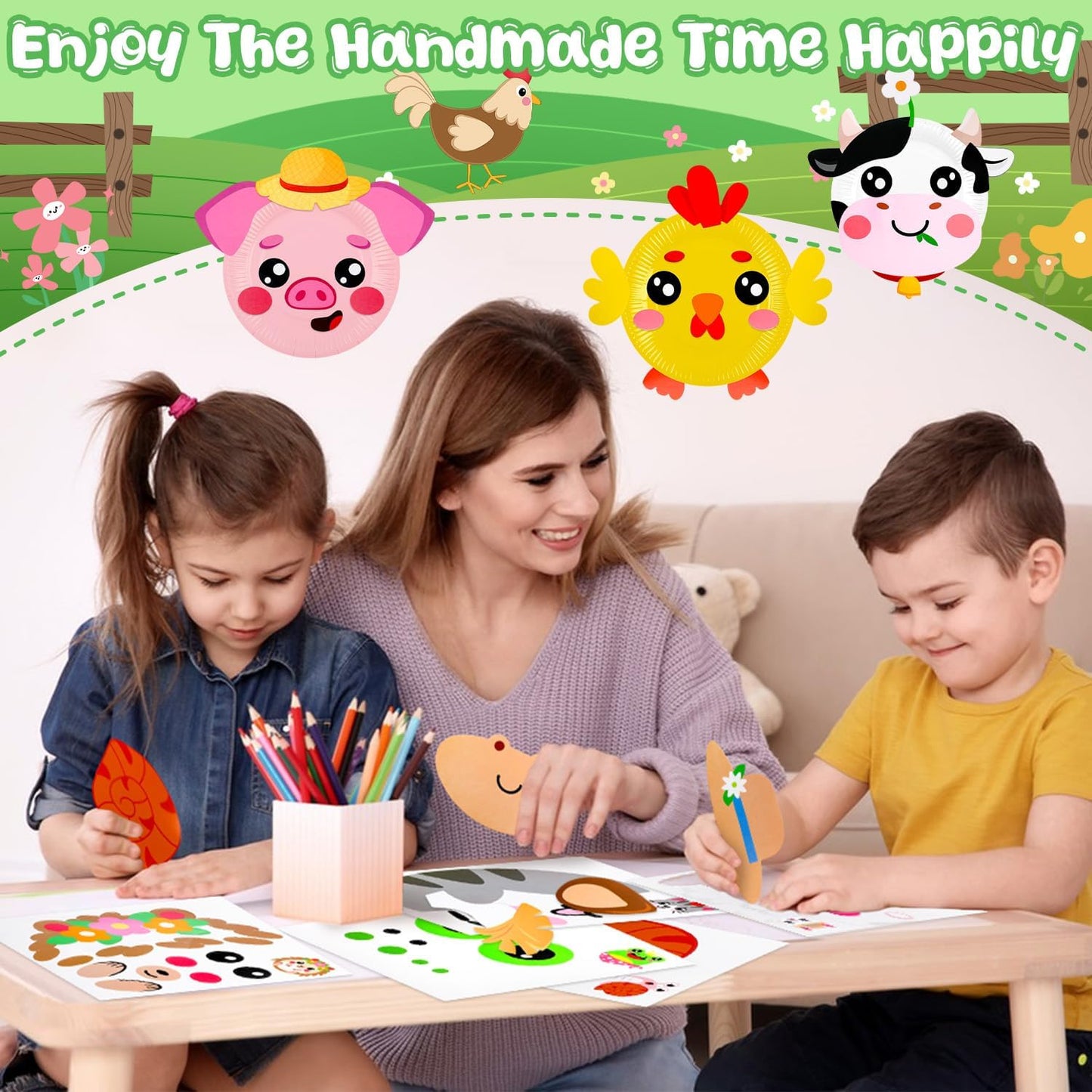 16 Pack Arts and Crafts for Kids, Toddler Crafts Animal Paper Plate Art Kit Gift for 3 4 5 6 Year Old Boys Girls DIY Kids for Birthday Party Favor Preschool Classroom Party Games