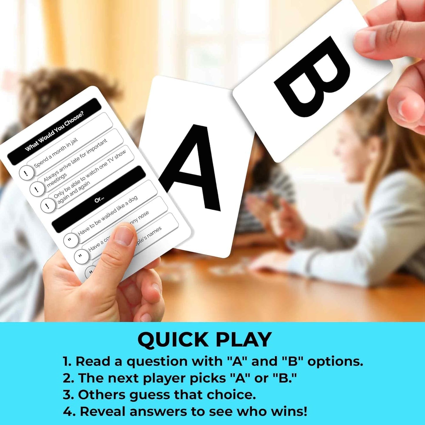 QUOKKA Board Games for Kids 8-12 – Family Games for Kids and Adults – What Would You Choose – 500+ Questions – Original Edition – Fun Card Game for Family Night