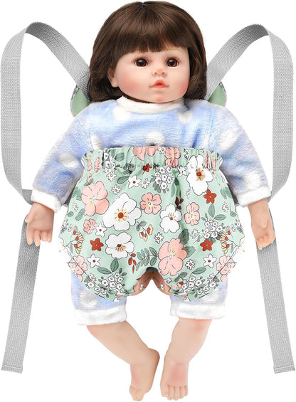 GAGAKU Baby Doll Carrier for Little Girls, Reborn Doll Accessories for Toddlers 3+ Years Old, Kids Toy Baby Dolls Sling Carrier - Pink - Moonflower