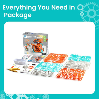 Sillbird Solar Robot Building Kit STEM Gift for Boys Aged 8-13, 15-in-1 DIY Science Educational Robotic Toy for Kids Teens Birthday, Powered by the Sun or Battery with 212 Pieces