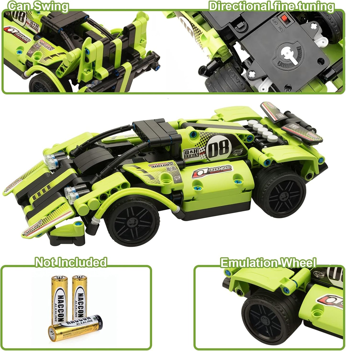 GAMZOO RC Toy Best Birthday Gifts for Age 6 7 8 9 10 11 12 Years Old Kids Boys Girls 2 in 1 Remote Control Racing Car Building Blocks 351 Pcs DIY Building Kits Engineering Construction Toy