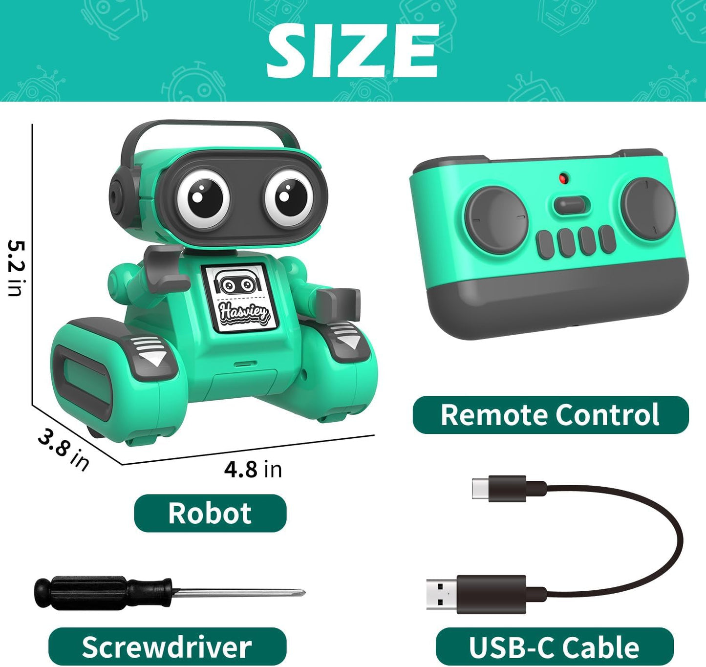 Robot Toys for Boys, Rechargeable Remote-Controlled Robot for Kids 6-8, RC Robots with Auto-Demo, Record, Repeat, Dance Moves, Music, Flexible Head & Arms, Gift Ideas for Birthday Xmas - Blue