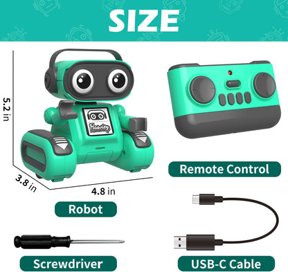 Robot Toys for Boys, Rechargeable Remote-Controlled Robot for Kids 6-8, RC Robots with Auto-Demo, Record, Repeat, Dance Moves, Music, Flexible Head & Arms, Gift Ideas for Birthday Xmas - Blue