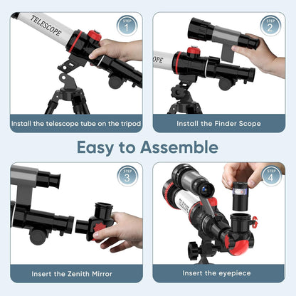 ToyerBee Kids Telescope, Space Toys with 3 Eyepieces & Compass, Portable Science Kits for Kids as Astronomy Gifts, Great Educational Telescope and Stem Toys to See Moon, Buildings and Animals