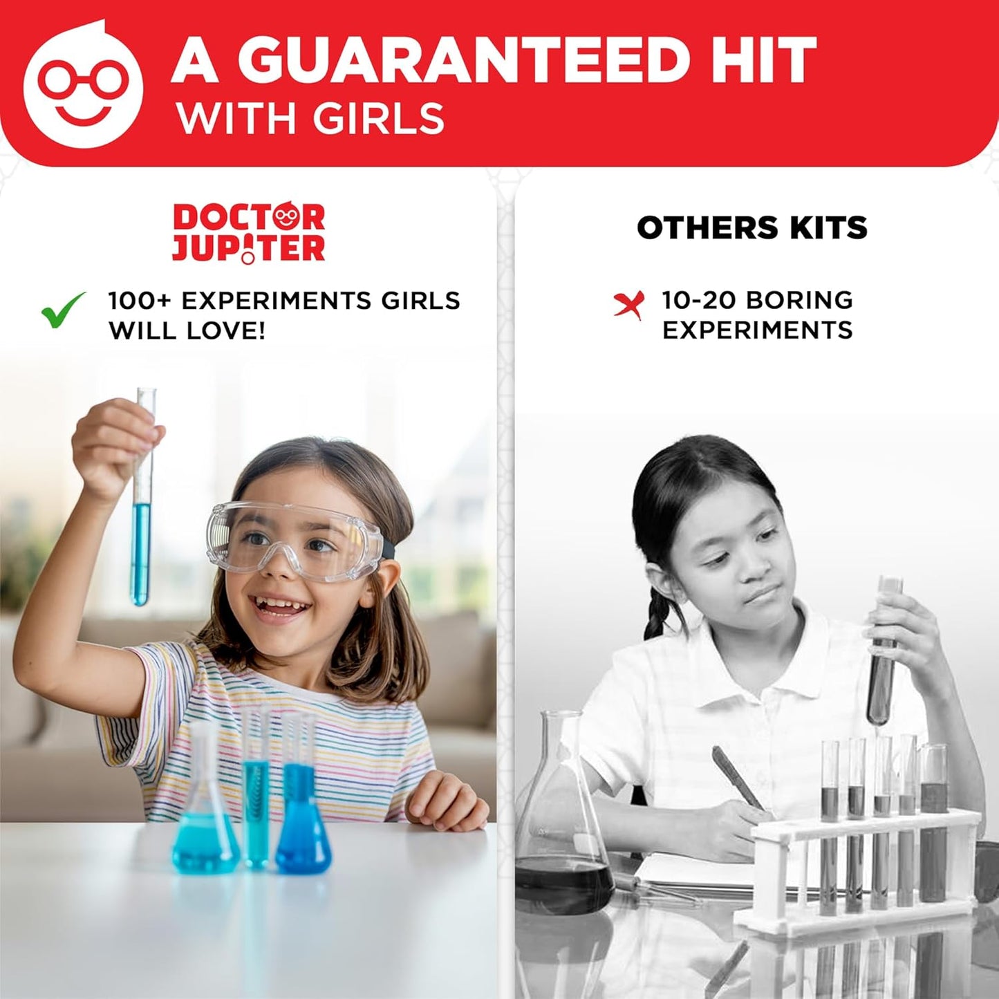 Doctor Jupiter Girls' Science Kit for Kids Ages 8-10-12-14 for 8,9,10+ Year Old Girls | Chemistry Set, STEM Toy Kit with 135+ Experiments | Learning & Educational Projects