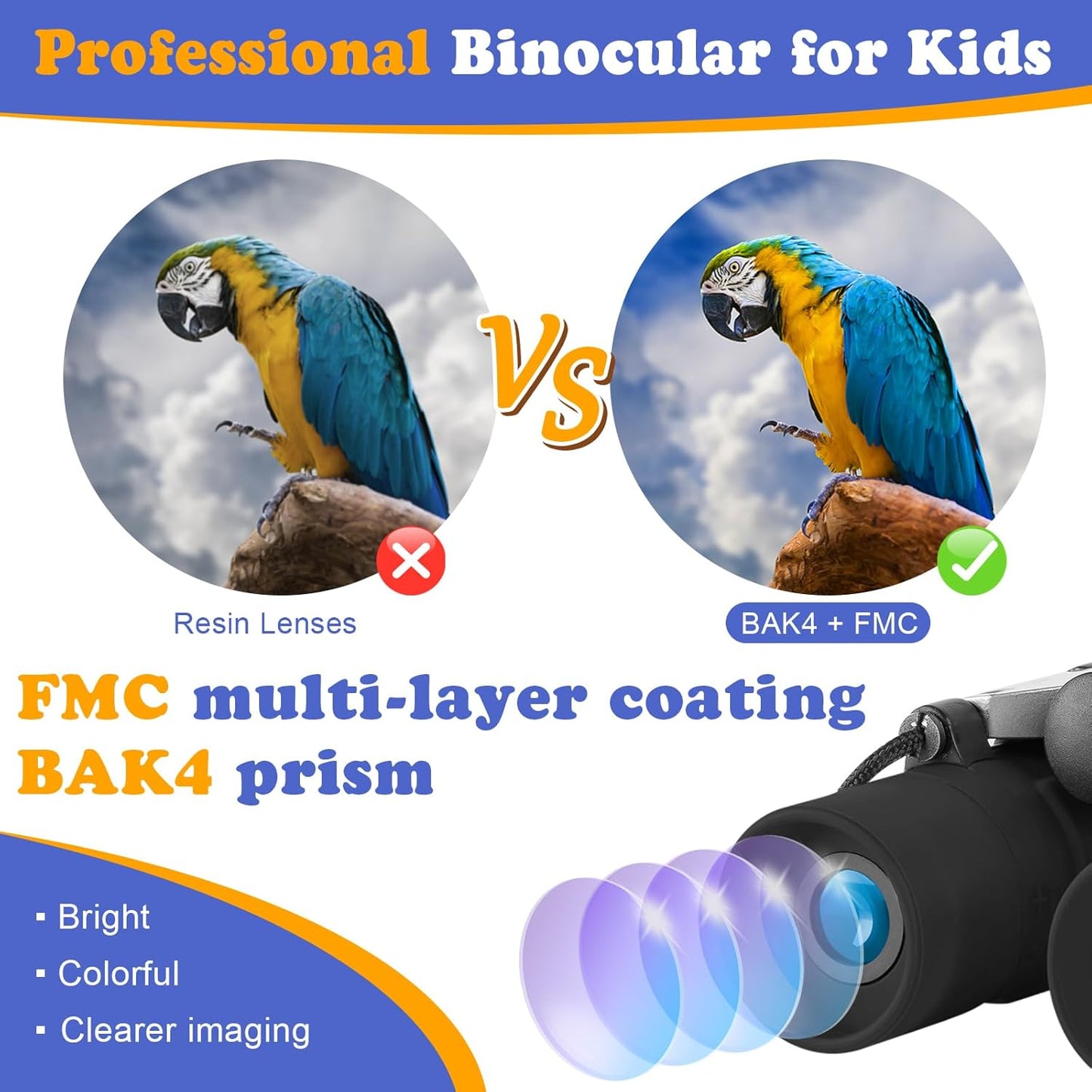 Real Binoculars for Kids Gifts for 3-12 Years Boys Girls 8x21 High-Resolution Optics Compact Toy Binocular for Bird Watching,Travel, Camping