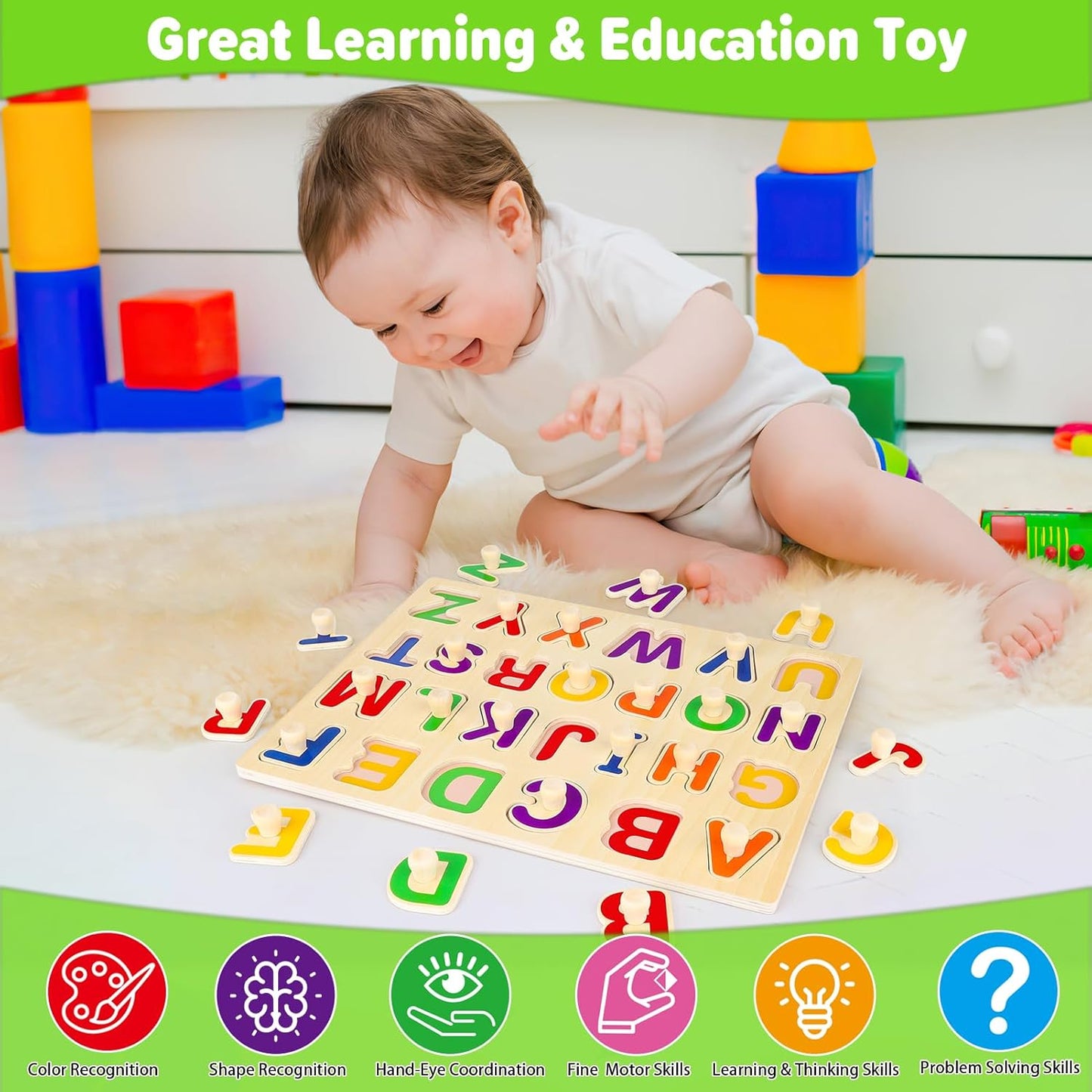 Jumlys Montessori Toys for Toddlers 1, 2, 3 Year Old, Wooden Shape Learning Puzzles for Baby 12-18-24 Months, Early Educational Toys, Perfect Christmas Birthday Gifts for Boys & Girls Age 1-3