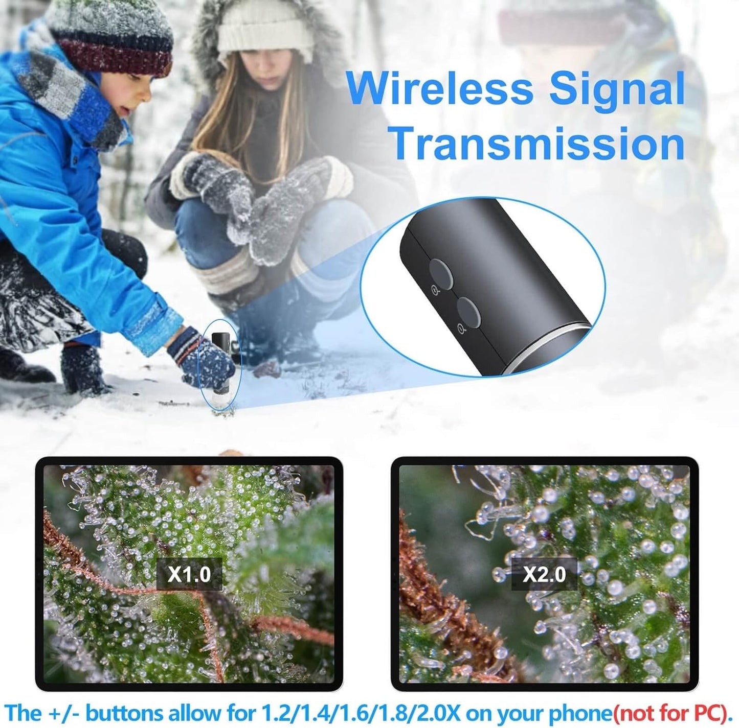 4K WiFi Microscope for iPhone Android PC, 50-1000X USB Digital Microscope Wireless Super HD Endoscope Camera Compatible with All Cellphones iPad Android Tablet Windows Mac Chrome Linux